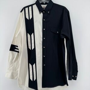 Cumberland Outfitters Western Shirt Mens Large Black White Colorblock Arrow L
